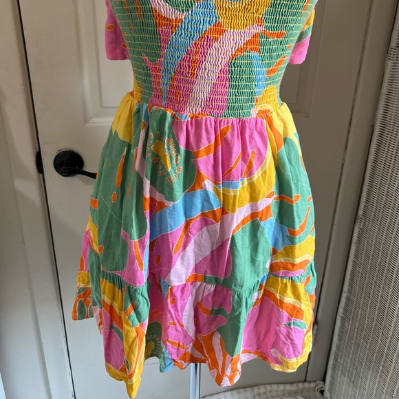 Show Me Your Mumu Collins Mini Dress Women XL Smocked Tropical Fruit Lightweight - Picture 12 of 16